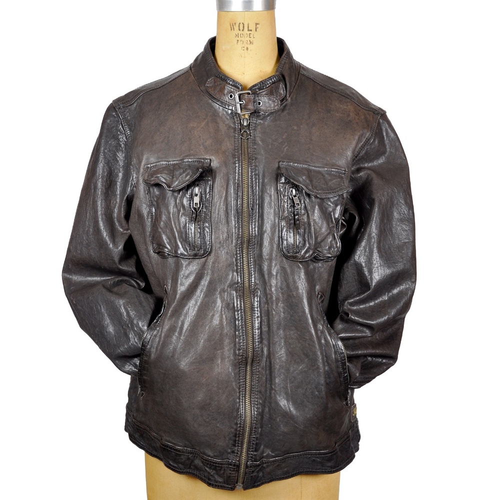 VTG SCOTCH & SODA Brown Bomber Moto Jacket - Picture 2 of 16
